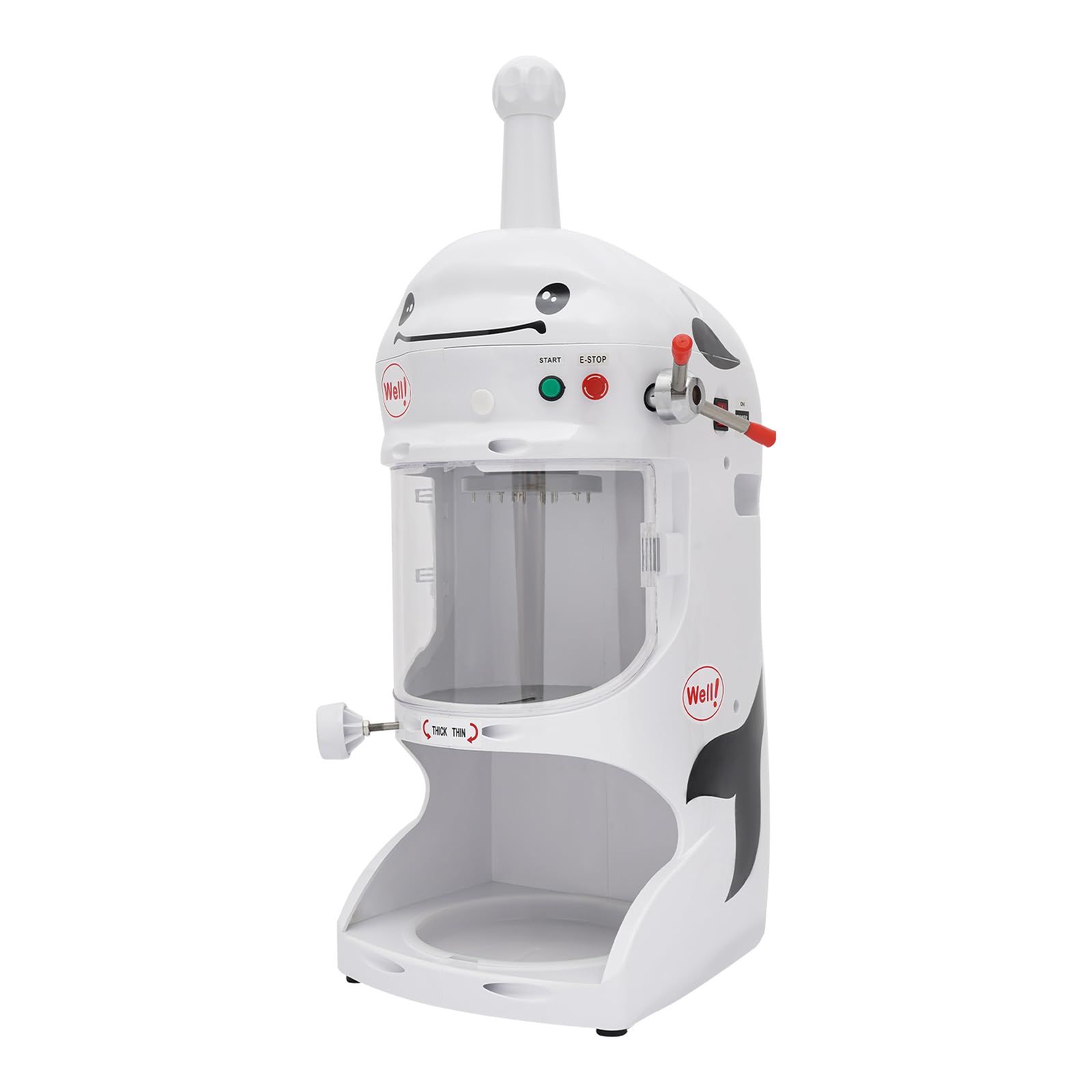 Free Standing Electric Ice Shaver 350W Snow Cone Machine with Stainless Steel Bucket, Overheating Protection, Commercial Shaved Ice Machine for Bars Cafes Restaurants