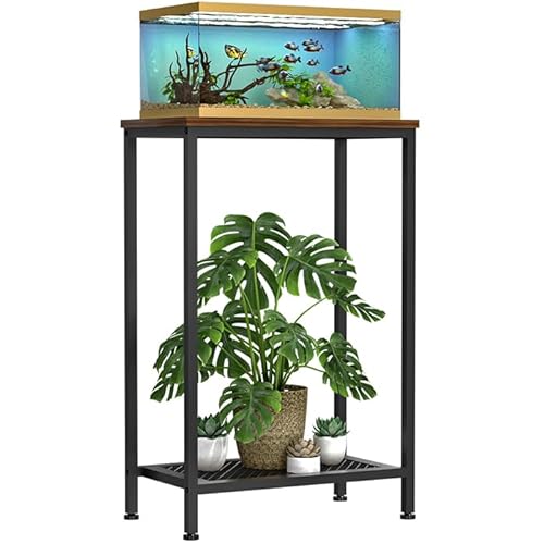 10 Gallon Fish Tank Stand, 2-Tier Small Aquarium Stand, Metal Reptile Breeder Turtle Terrarium Stand Rack Plant Stand for Home Office, Load 350lbs, 20.86″ L x 11.81″ W x 32.08″ H, Black