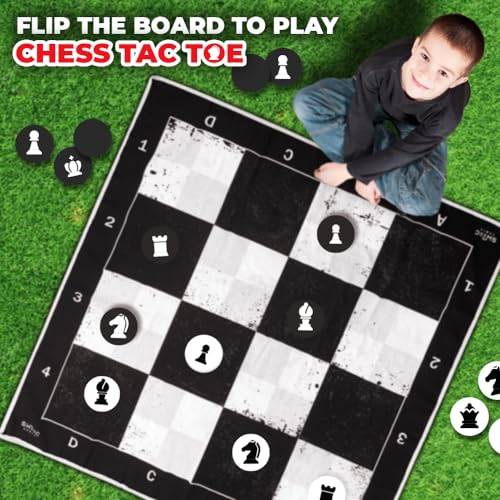 Juego gigante 3 en 1 ajedrez y damas con tapete 4x4 ft miniatura 3