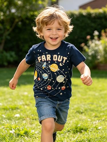 Image of AIWUHE Toddler T Shirts Cotton Summer Tshirts Boys Girls Short Sleeve Tee Tops Casual Graphic Clothes Crew Neck Shirts 2-6Y