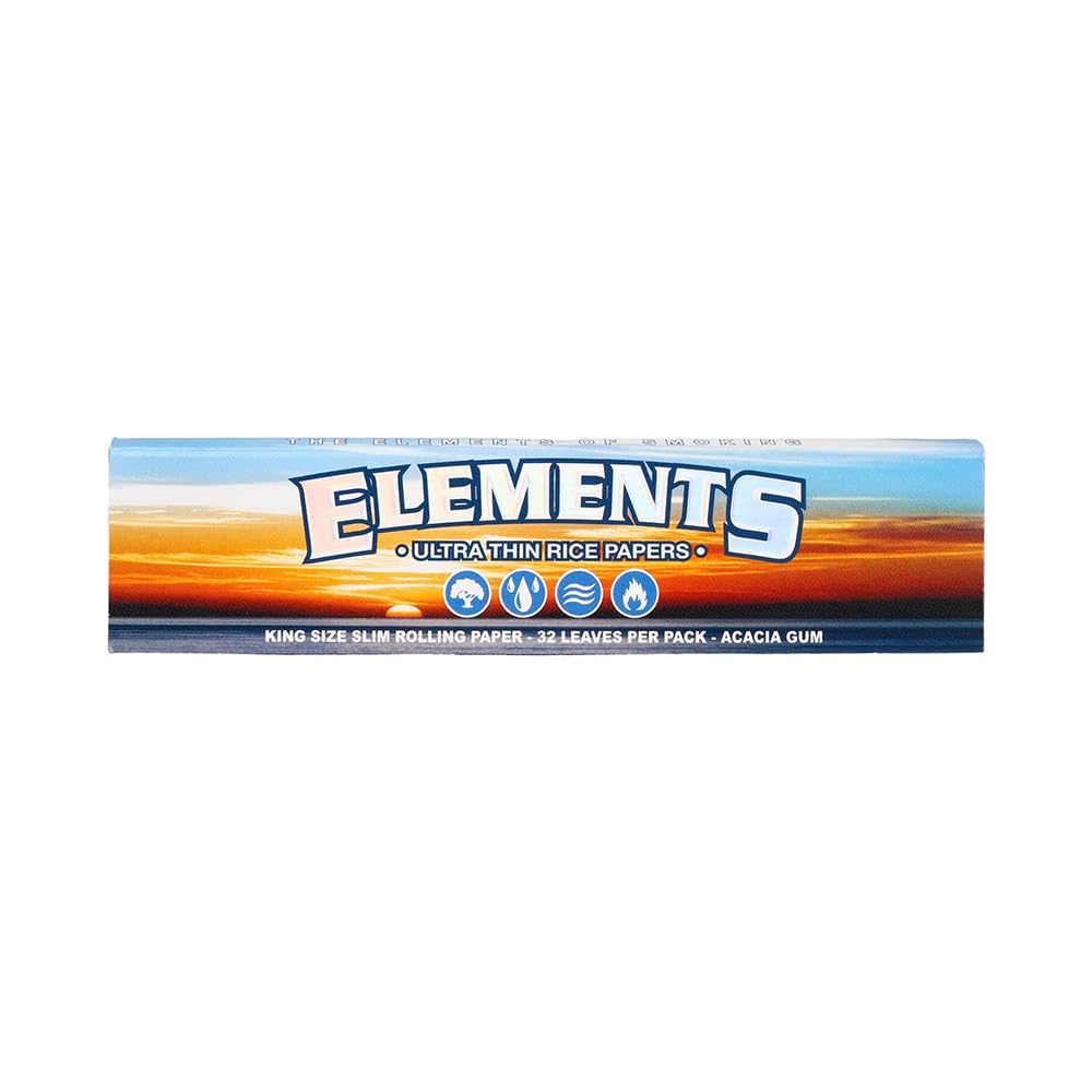 Elements Rolling Paper | King Size, Super Slim | 1-Pack of 32 Leaves | 100% Original | Rice made papers | Made in Spain