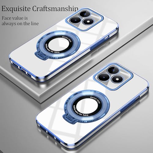 Coque silicone Honor 400 Lite antichoc transparente avec béquille de support bleue