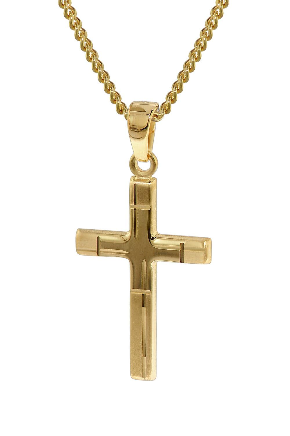 trendor Kreuz-Anhänger Gold 333 mit goldplattierter Halskette 35751