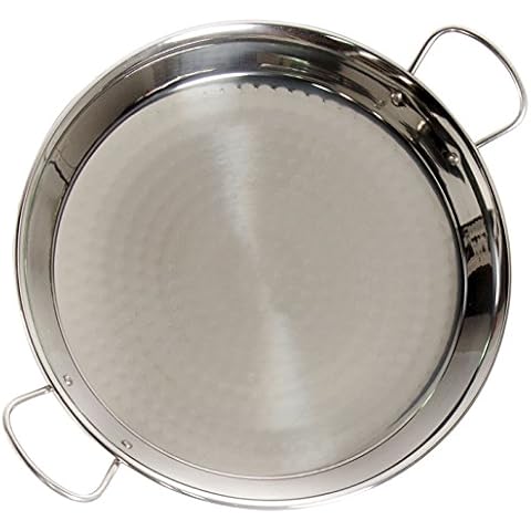 Vaello La Valenciana Stainless Steel Valentine Paella Pan, 42 cm, Steel, Silver Cover
