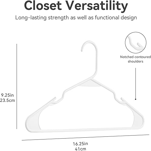 Miniatura 4 de Perchas de plástico para ropa, paquete de 20 perchas duraderas que ahorran espacio para uso diario estándar y artículos esenciales para la