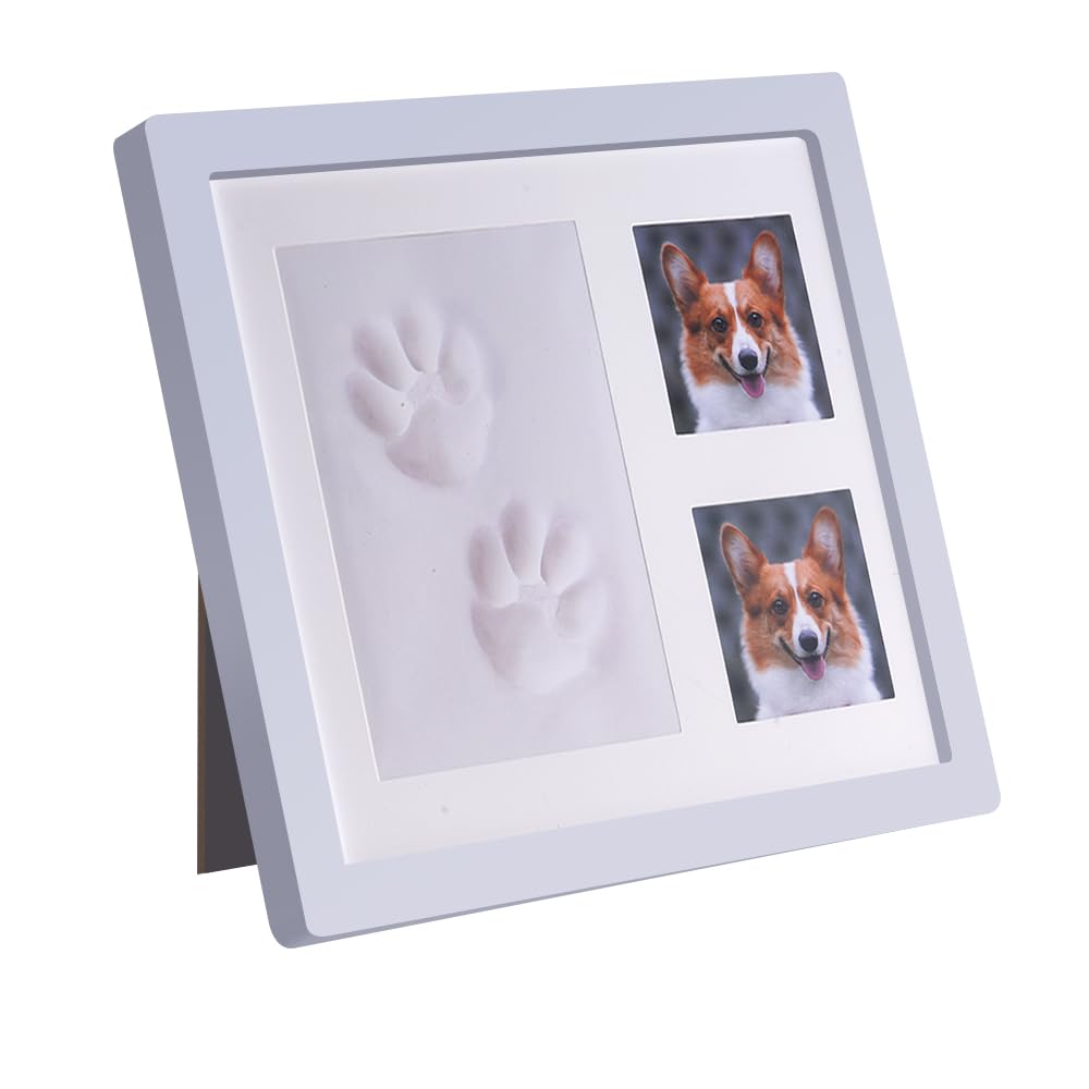 meleg otthonDog or Cat Paw Print Keepsake Kit, Pet DIY Clay Photo Frame,Dog Memorials and Funerary (White)