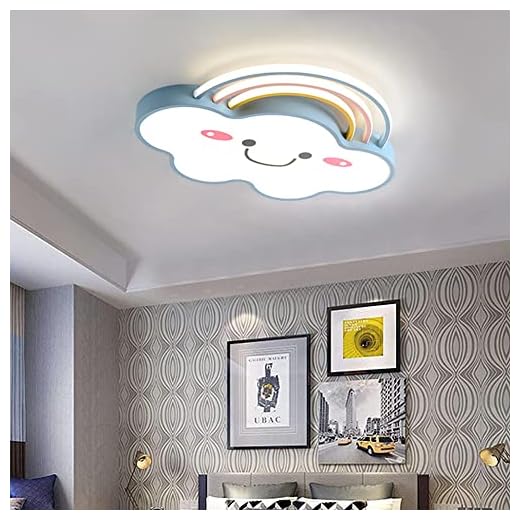 Dimbar LED-taklampa barnrum lampa taklampa sovrum modern akryl flickrum tak dekoration, leende, regnbåge, moln, ljusstyrka/ljusfärg justerbar, nattlampa, blå, 50 cm