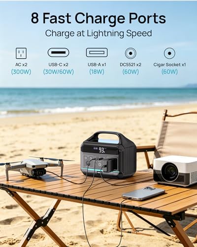 Image of DaranEner 300W Portable Power Station with 30W Solar Panel