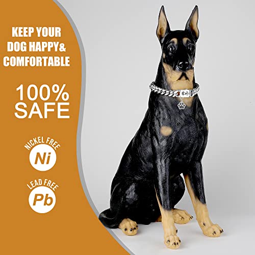 Image of Dog Chain Collars Heavy Duty Stainless Steel Dog Collar 10mm Cuban Link Dog Collar Metal Dog Chain with Snap Buckle Dog tag for Medium Dogs(20 inch)