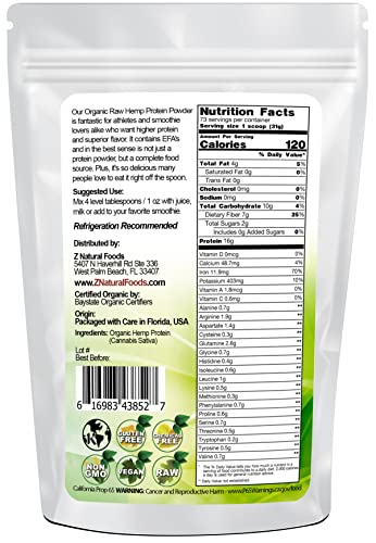 Organic Hemp Protein Powder - Unflavored Unsweetened - Plant Based Superfood for Smoothies, Shakes, Meal Replacement, Snacks Recipes - Raw, Vegan, Non GMO, Gluten Free - Bulk 5 lb Size - Image 3