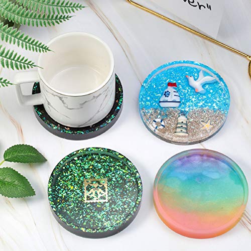 Patelai 6 Pcs DIY Round Coaster Mold Big Silicone Mold Epoxy Resin Coaster Molds Silicone Casting Molds for Casting Resin Cement, 3.93 inches/ 10 cm in Diameter by Patelai - Image 8