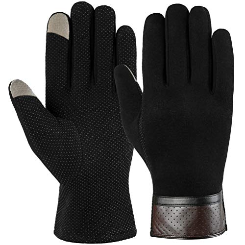 Vbiger Men Warm Gloves Winter Touch Screen Gloves Cold Weather Gloves Texting Mittens for Men