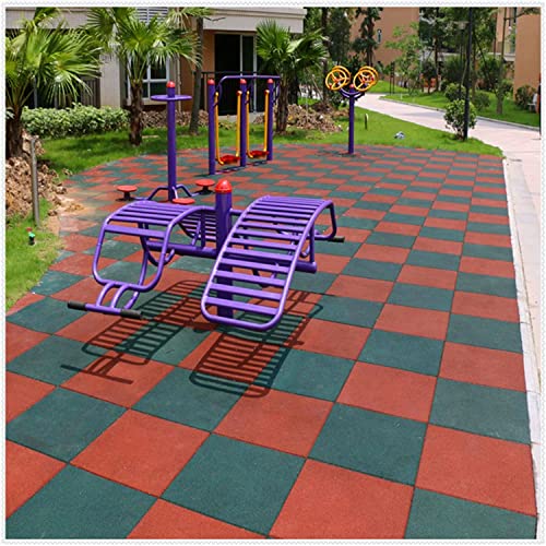 Myoyay 4 Pack 1" Thick Interlocking Tiles 20" X 20” Rubber Flooring Mats Non-Slip Heavy-Duty Mats For Playground, Indoor And Outdoor Gym Floor, Sport Floor, Backyard Play Area #TOP3