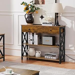 Yaheetechtvstandwithpoweroutletsentertainmentcenterwithdrawermediaconsoletablefortvupto45inchwithstorageshelfforbedroomlivingroomhallwaymetalframerusticbrown Urban Country Home Decor Yaheetech tv stand with power outlets entertainment center with drawer media console table for tv up to 45 inch with storage shelf for bedroomliving roomhallway metal frame rustic brown urban country home decor