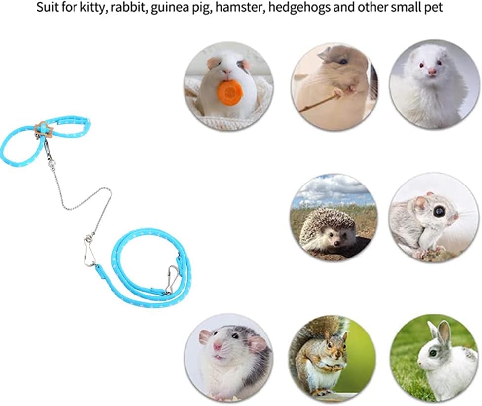 Image of Hamster Harness,80cm /31.5in Adjustable Small Animal Training Leash Harness Chinchilla Vest and Leash Set Soft Animal Pet Rope Harness for Small Pet Outdoor Walking(Blue)