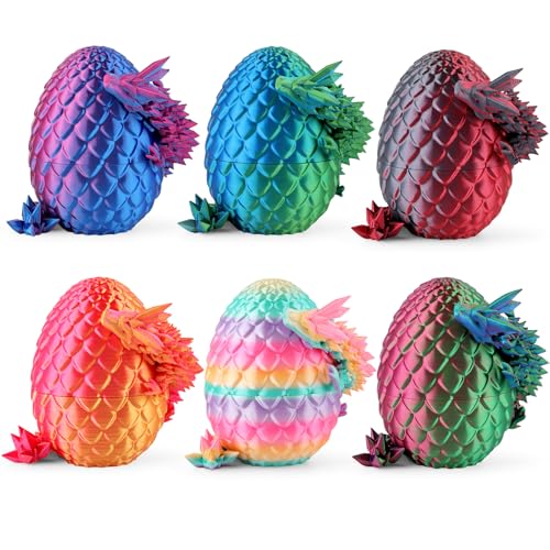 Rapean 8" 3D Printed Dragon Eggs, Mystery Crystal Dragon Egg for Easter Basket Stuffers, Unique Easter Toys & Decor, Fantasy Tabletop Decor for Kids & Collectors (6 Pack)