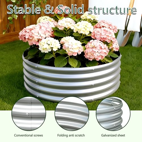 Image of 3Pack 3x3x1ft Galvanized Raised Garden Bed, Planter Raised Garden Beds Outdoor, Round Clearance Raised Garden Beds for Gardening Vegetables