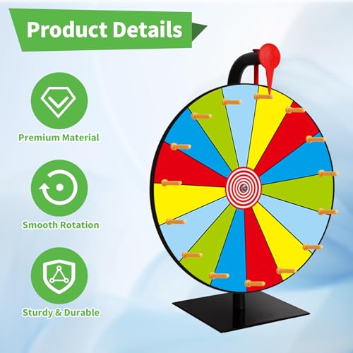 Roue de récompense rotative 30 cm effaçable à segments multicolores