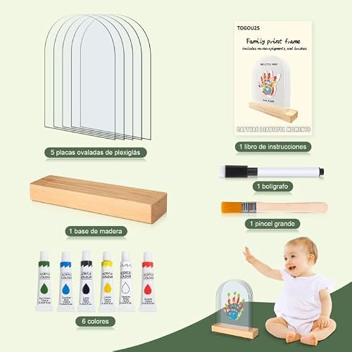 Miniatura 2 de Togou2s Huellas Familia 5 Huellas , Marco Huellas Bebé Recién Nacido, Recuerdos Familiares Diy, Regalo Para Padres, Bautizo, Navidad O Primer Cumpleaños