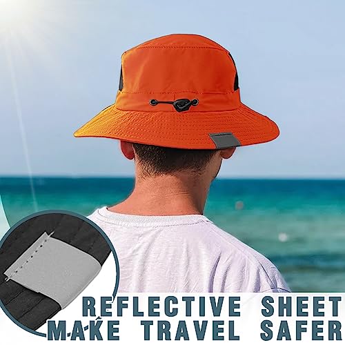 Seektop Surf Bucket Hat With Upf 50+ Uv Protection, Wide Brim Waterproof Sun Hat With Adjustable Chin Strap For Surfing, Boating, Water Sports Orange #TOP5