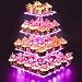 Cupcake Stand – Premium Cupcake Holder – Acrylic Cupcake Tower Display – Cady Bar Party Décor – 4 Tier Acrylic Display for Pastry + LED Light String – Ideal for Weddings, Birthday (Pink Light)