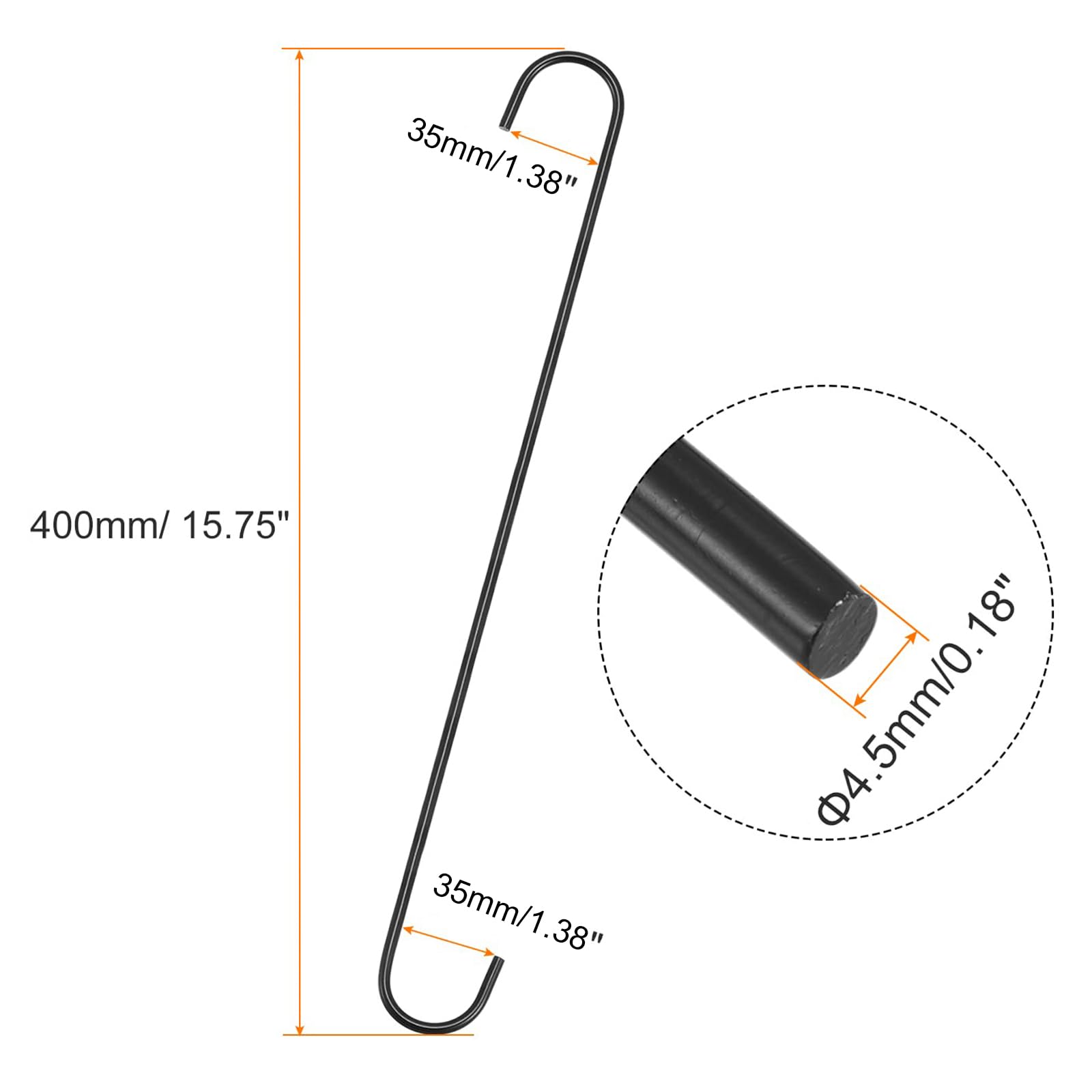 TOP-VIGOR 6Pcs S Hook, 400mm Hanging Hooks, Extra Long Non Slip Hangers - Image 2
