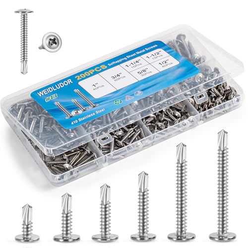 200PCS Sheet Metal Self-Drilling Screws Assortment Kit - #8 Truss