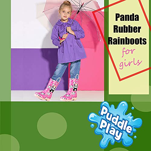 Puddle Play Waterproof Panda Rubber Rain Boots Easy-On Handles - Size 10 Toddler4