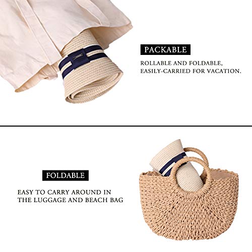 Comhats Summer Fedora Straw Hats For Men Beach Sun Panama Packable Trilby Dress Derby Beige X-Large #TOP3