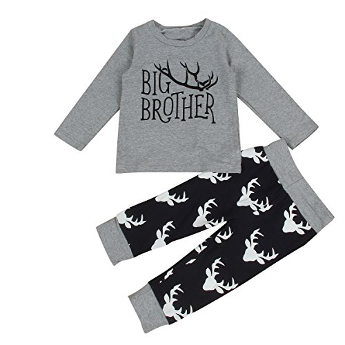 Pasgeboren Baby Boy Matching Outfits Big Brother Little Brother Herten Romper - Image 3