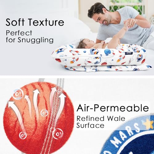 Image of Mexxi Infant Lounger Baby Nest Replacement Cover | Hypoallergenic | Premium | [Fits Dockatot Deluxe+] (Cover Only) (Astronaut)