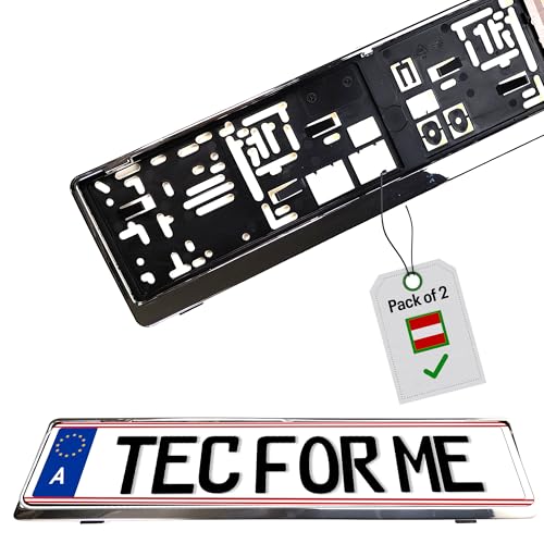 Chrom-Rahmen Kennzeichenhalter für at-Fahrzeuge, robust & witterungsbeständig, Flexibles Polypropylen, Elegantes Design, TÜV-geprüft, perfekte Anpassung an at-Kennzeichengrößen