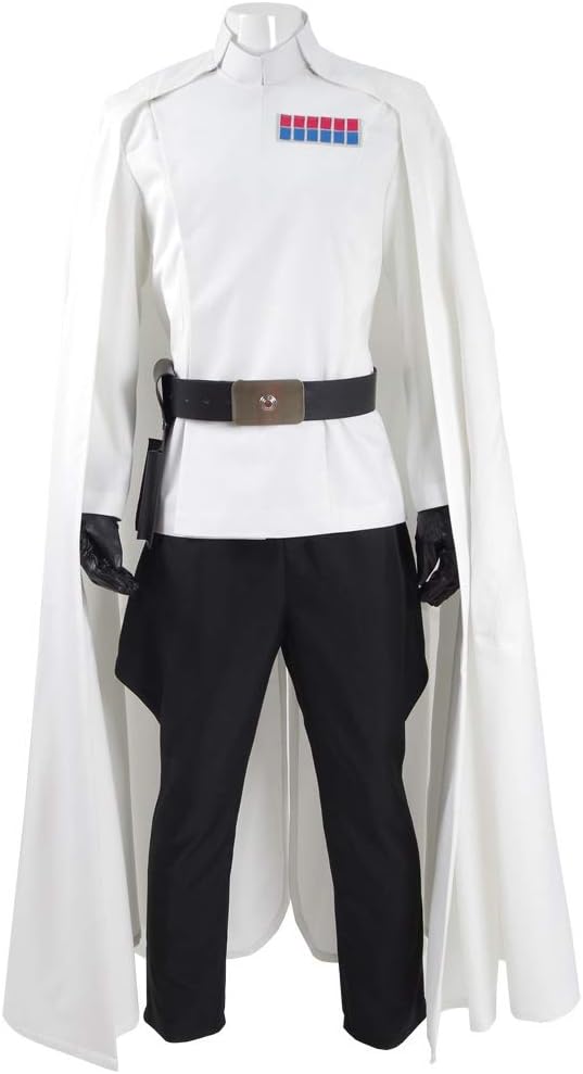 RongxuMens Imperial Officer Cosplay Costume Battle Uniform White Cloak Coat Pants Full Set Halloween Outfits US Size