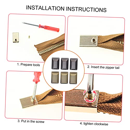 VILLCASE 50 Pçs Clipe De Zíper Acessórios De Latão Zíperes Clipe De Cauda Bolsa De Zíper Rolha De In