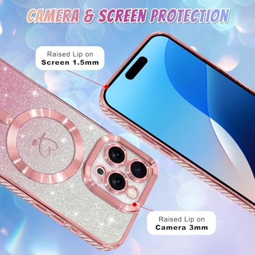 Bonoma Compatible with iPhone 16 Pro Case Heart Glitter -Pink by Bonoma - Used condition - Image 4