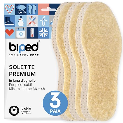 biped 3 paia di solette invernali in lana d'agnello - Solette calde per scarpe - Solette extra morbide per uomini e donne z2389(39)