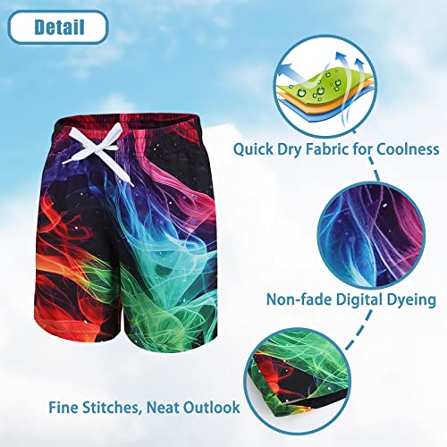 Zestonie Big Boys Swim Trunks Quick Dry Swim Shorts For Kids Boys Beach Board Shorts Summer Surfing Swimwear Colorful Smoke Size 12/10-12 Years #TOP2