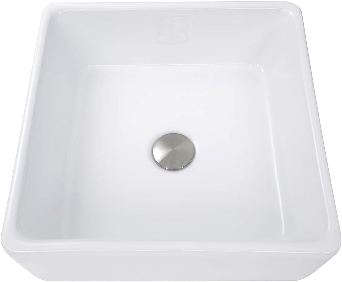 Nantucket Sinks NSV107A 15" Square, White Ceramic Vessel Sink