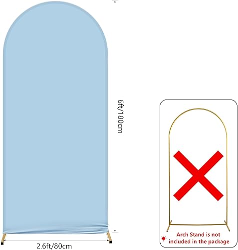Miniatura 2 de AIBIIN Telón de fondo de pared de arco azul de 2.6 x 6 pies, cubierta de fondo redondo de color sólido, cubierta de marco de arco redondo de 2
