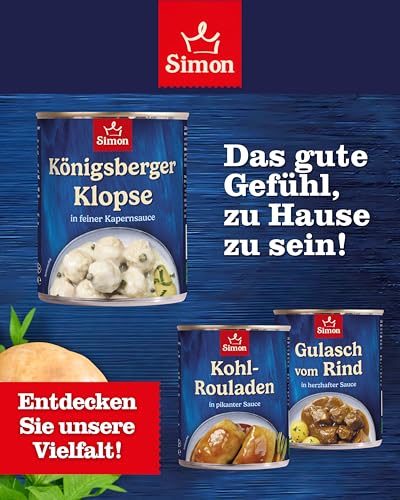SIMON Königsberger Klopse in Kapernsauce 800 g I 8 zarte Schweinefleischklopse in feinster Sauce I Fertiggericht in recyclebarer Konserve I Authentische Hausmannskost