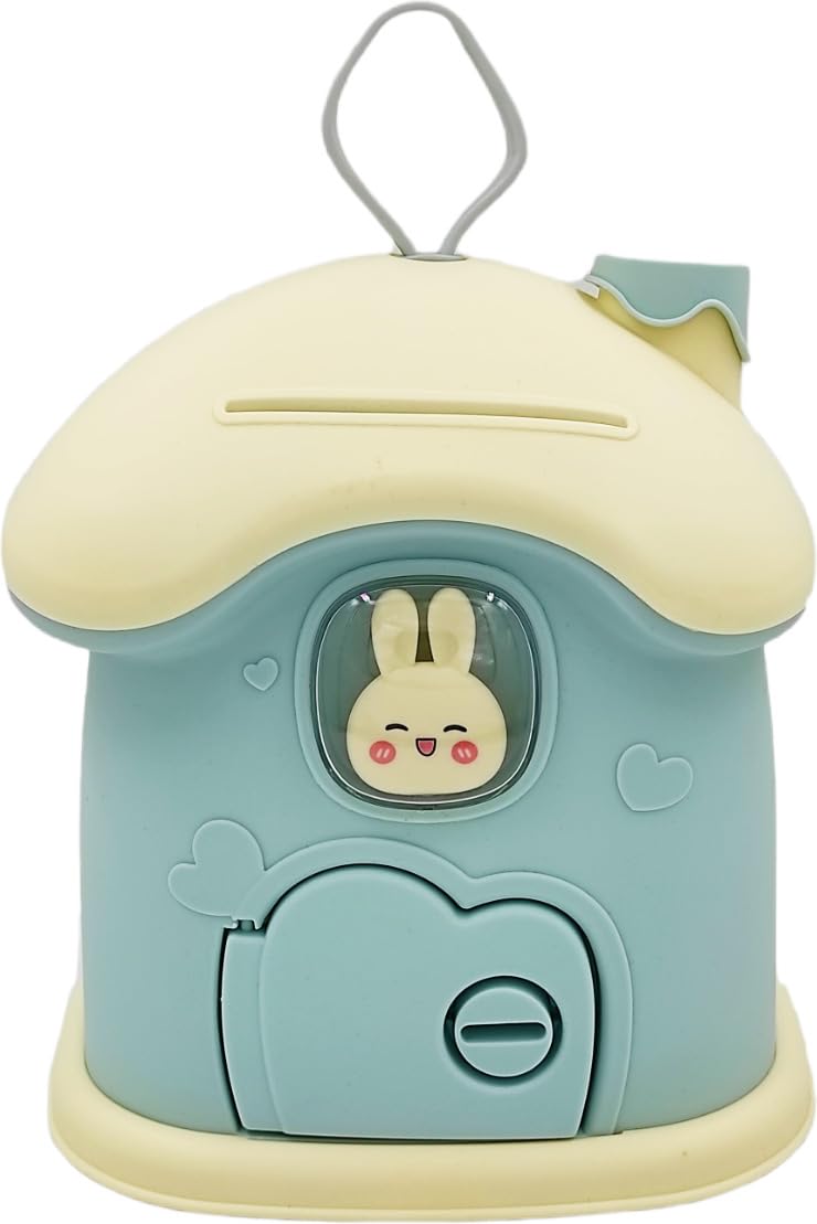 Dishvy Piggy Bank | Dollhouse Coin Bank | Money Bank with Lock and Key|Coin Bank| Kids Money Boxes, Kids Savings Organizer | Bunny House Shape (Blue) (B0D8FBWH4V) Amazon Price History, Amazon Price Tracker