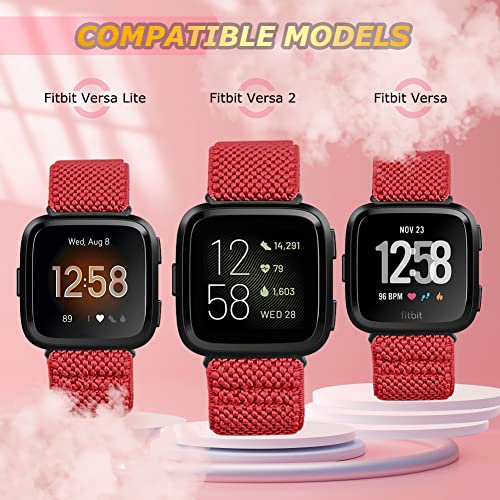 Runostrich Elastic Watch Band Compatible With Fitbit Versa/Fitbit Versa 2/Lite, Soft Nylon Stretch Adjustable Band Replacement Accessories Wristband #TOP3