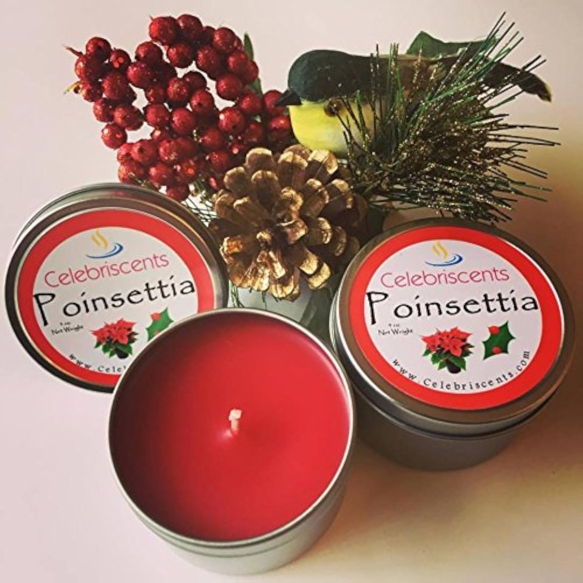 Poinsettia Scented Soy Candle, Festive Aroma