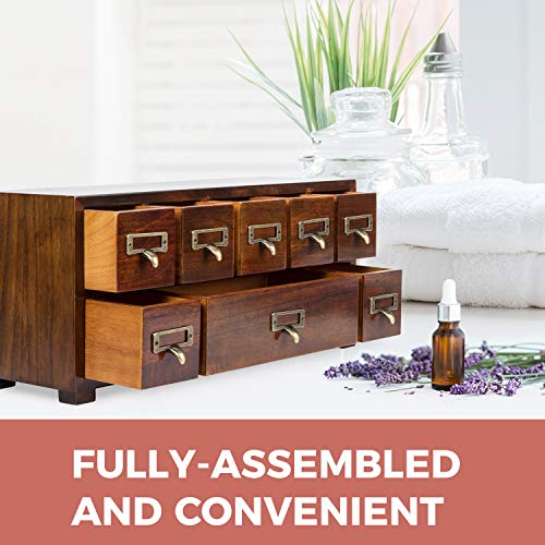 Label Holder Organizer Traditional Medicine Cabinet - Desktop Wide & Small Cabinet W/ 8 Drawers - Tabletop Apothecary Cabinet - Pre-Assembled Oriental Furniture - Vintage Card Catalog - Chest Drawer #TOP5
