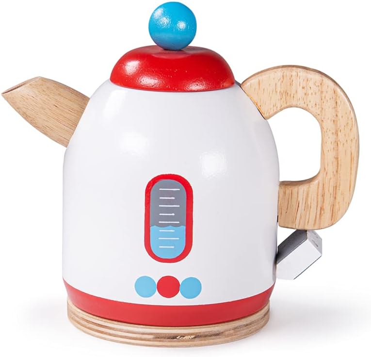 Bigjigs Toys Toy Kettle with Handle & On Switch Lifelike Play Kitchen Accessories, Tea Kettle