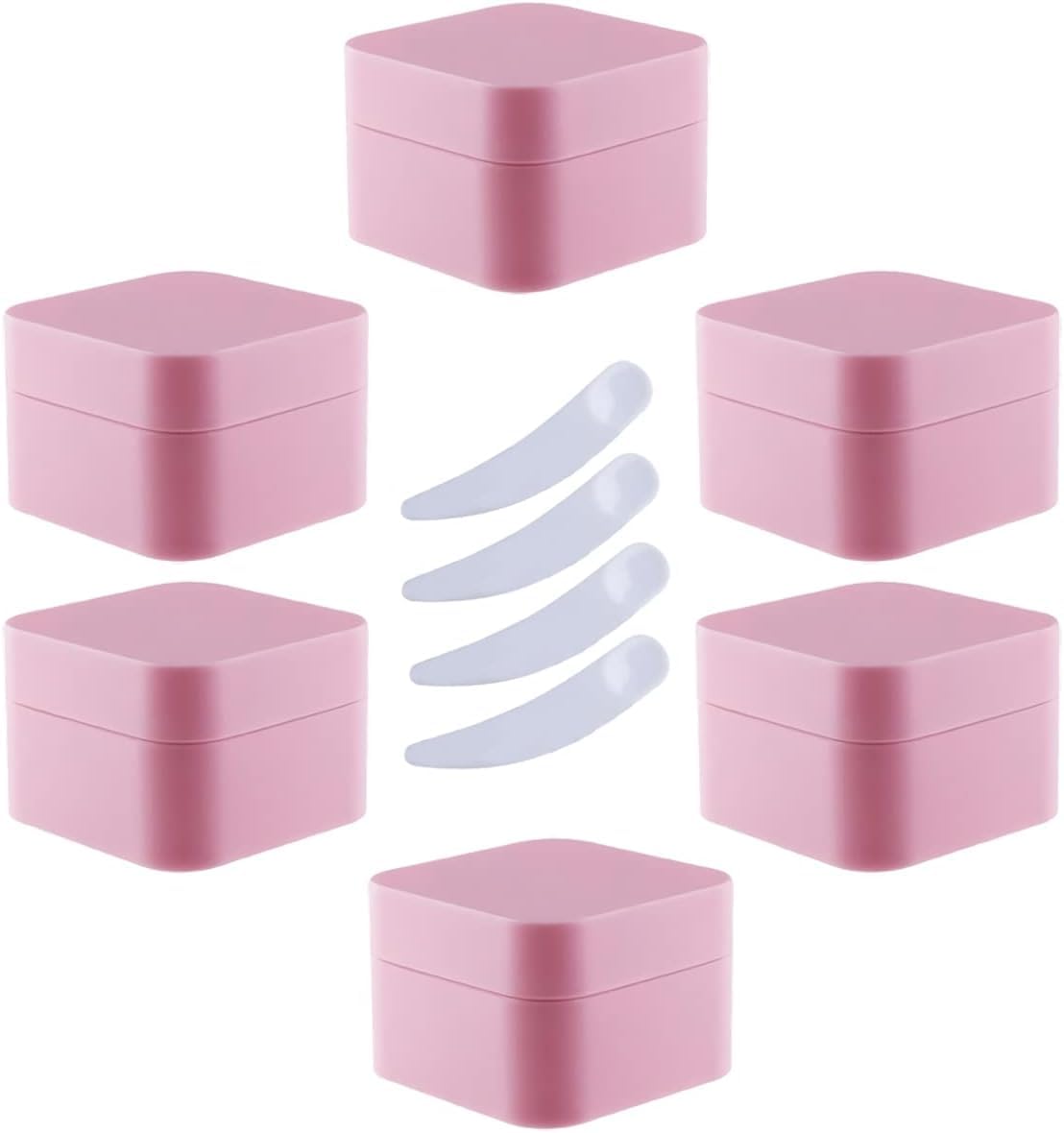 FLYIODFCXV cosmetic jar, Pack of 6,Square Blue Plastic Cream Jars Cosmetic Pots with Inner Liner Containers for Lip Balm, Lotion(Pink,20ml)