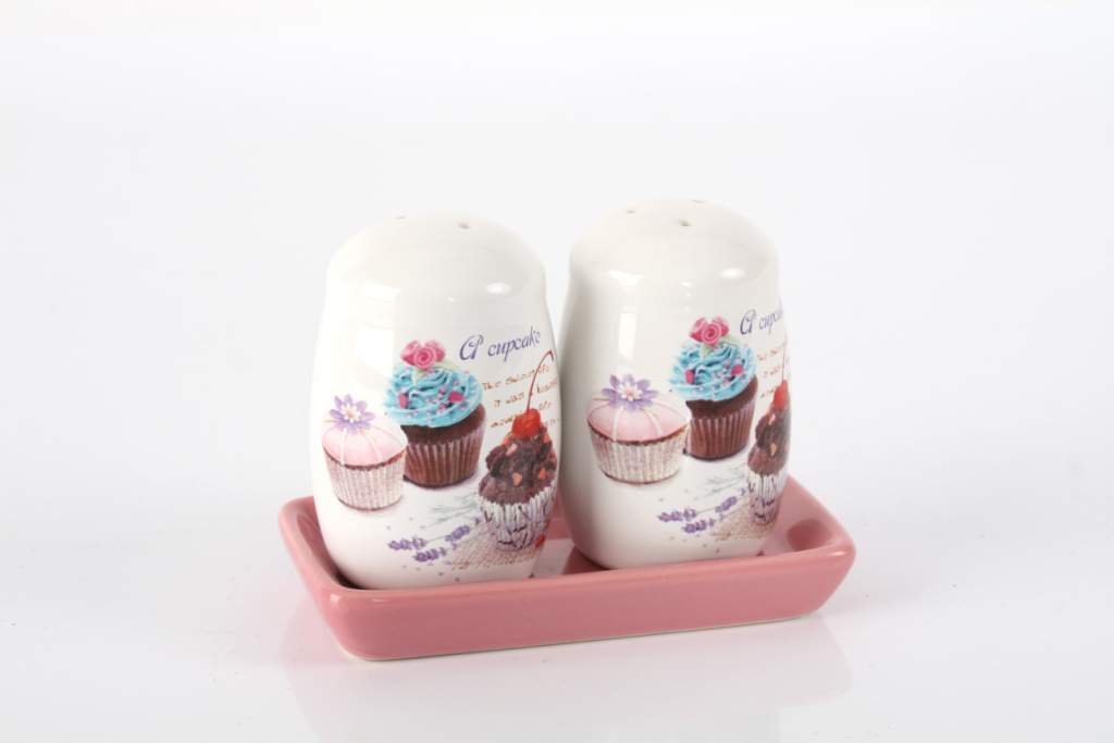 Salière poivrière cupcake en céramique style vintage rétro de table