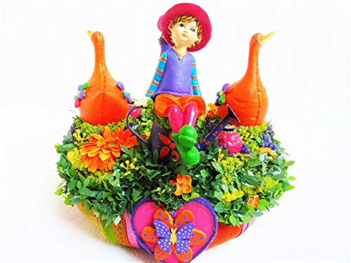 Bunter Kranz GARTEN KUNTERBUNT Landhaus Tischkranz Gänse Frühjahrskranz Tischdeko Blumen verspielt Sommerkranz romantische Gartendeko Wohndeko