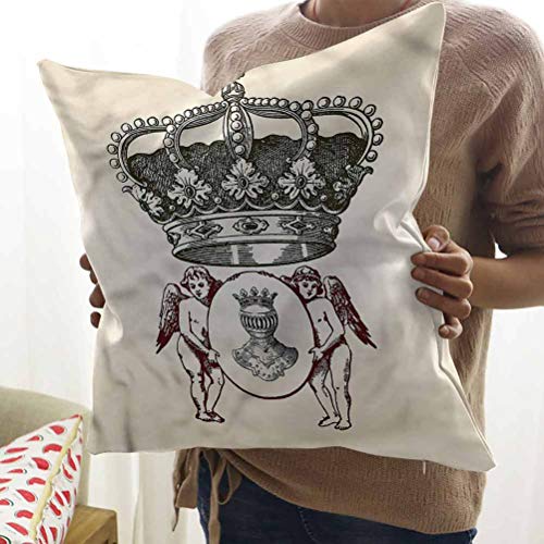 HouseLook Medieval Cushion Cover Case Royal Antique Crest Symbol Used for Sofa，Office，Bedding，Car