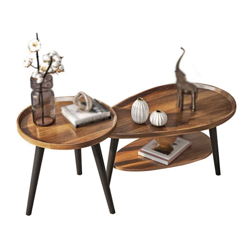 Small Coffee Table Round Wood Sofa Side Tea Table for Holding Fruit Snack Books in Living Room Bedside